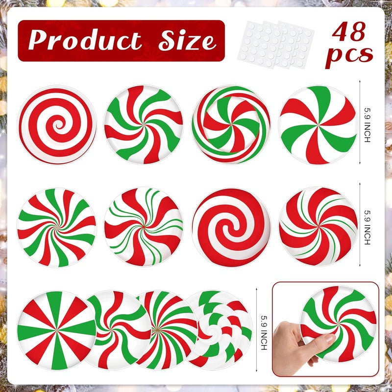 TREWAVE Winter Christmas Peppermint Candy Cutouts Christmas Bulletin Board Decorations Classroom Winter Holiday Cut-Outs Home School Bulletin Board Stickers for Wall Window - Image 2